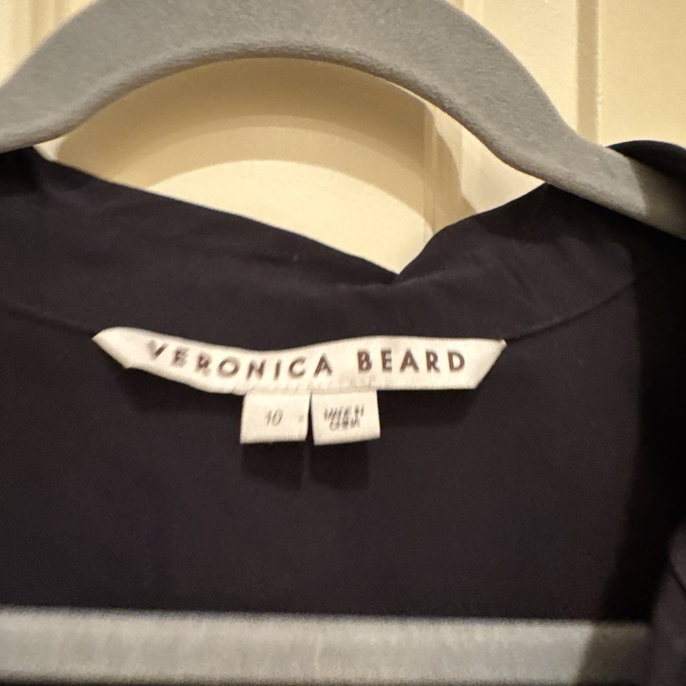 Veronica Beard Size 10 Belted Long Sleeve‎ Dress Black Button Up Classic Capsule - Picture 2 of 12